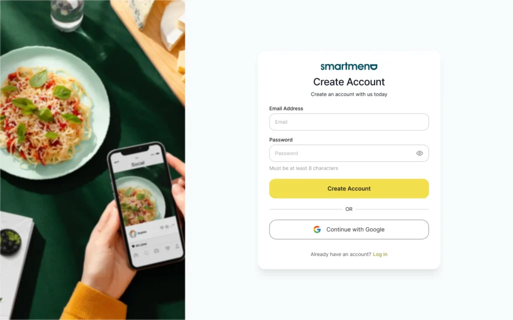 smartmenuAI first step