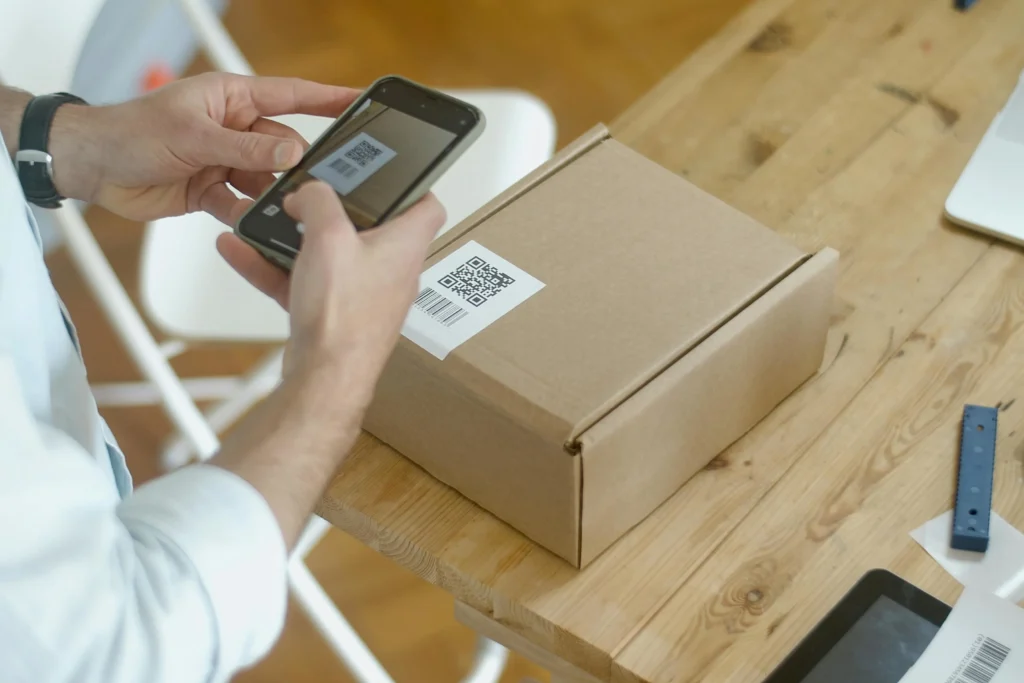 QR code being scanned
